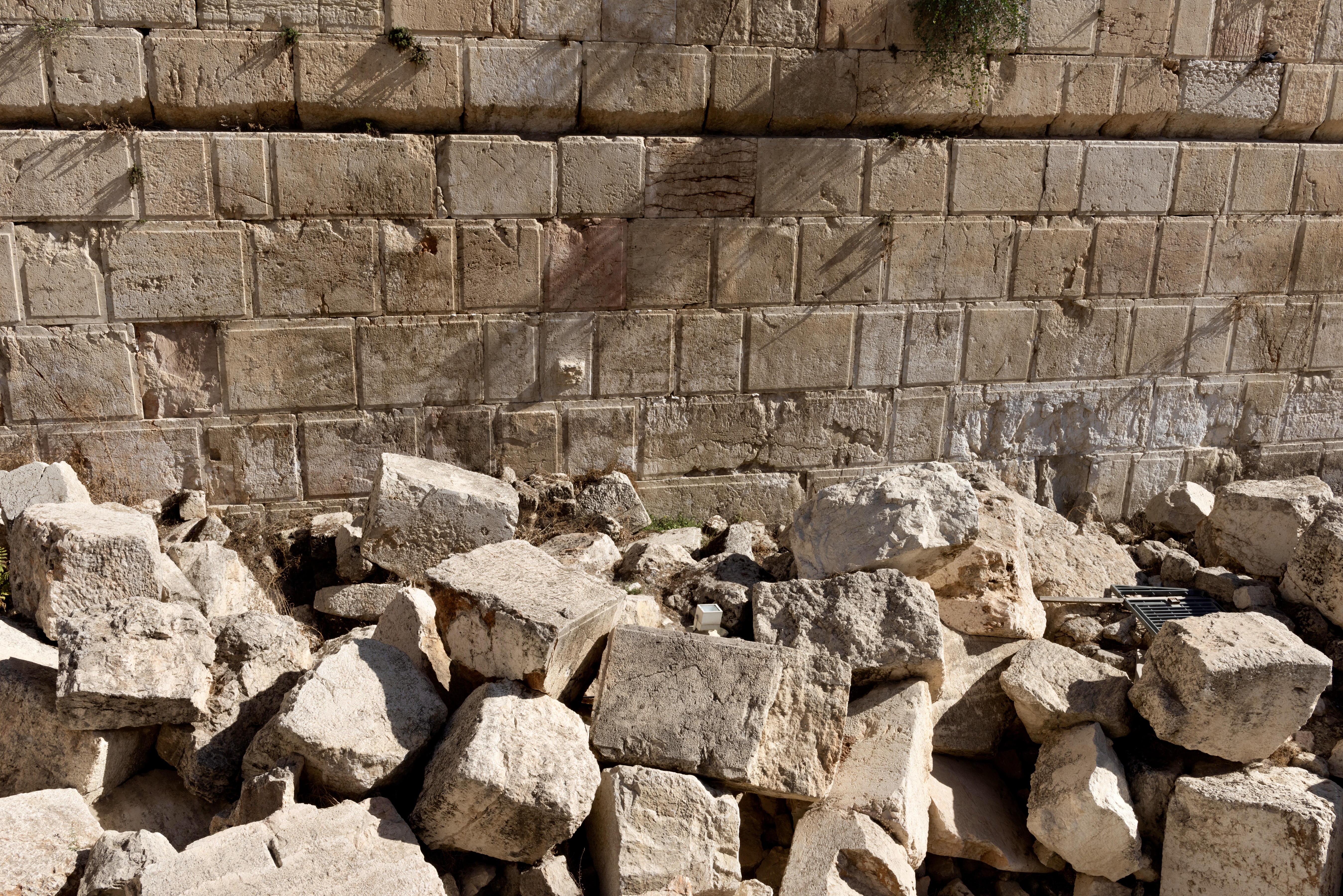 Large pieces of rock, believed to be ruins from the second Jewish Temple