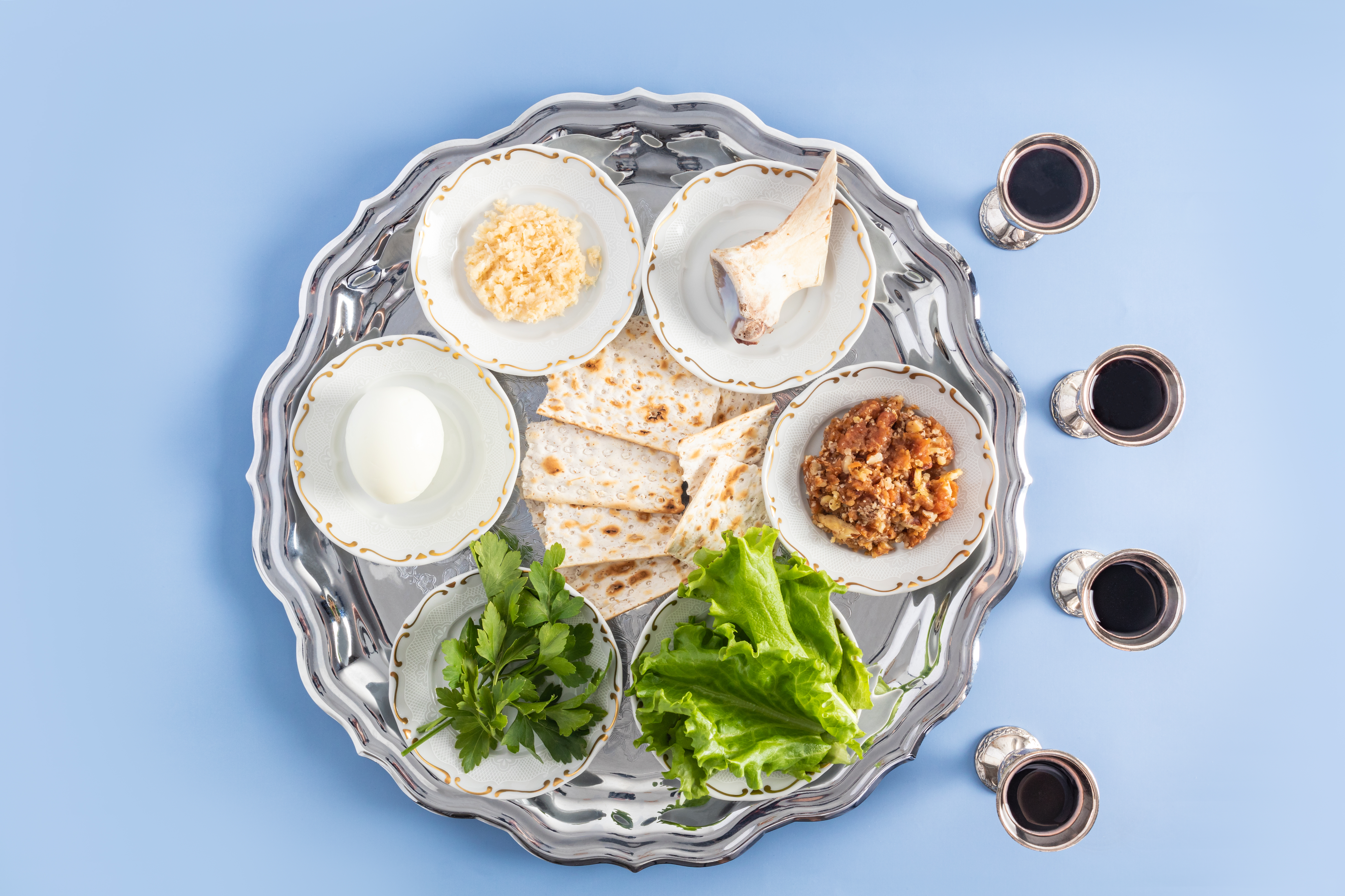 A pesach plate with traditional symbols